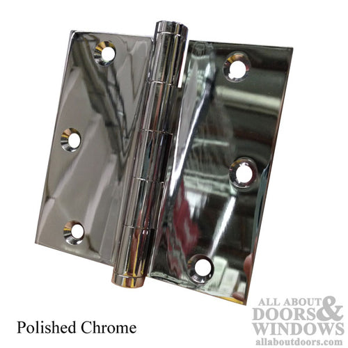 3.5 x 3.5 inch, Square Corners, Solid Brass Hinges, Pair, Polished Chrome - 3.5 x 3.5 inch, Square Corners, Solid Brass Hinges, Pair, Polished Chrome