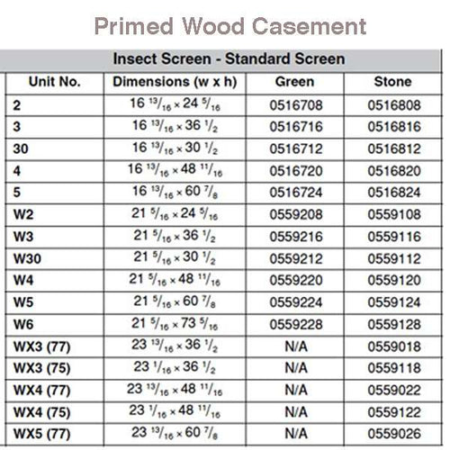 Window Screen, Primed Casement, N5 16 13/16 x 60-7/8  - Stone - Window Screen, Primed Casement, N5 16 13/16 x 60-7/8  - Stone