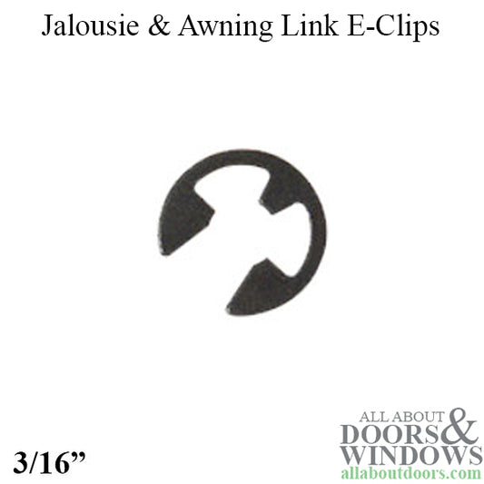 E Clips for Jalousie or Awning Links, 3/16 Inch - Steel