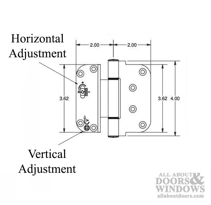 3-5/8 x 4 Adjustable Hinge, All in one (V-H) Inswing Door - Lifetime Polished Brass (PVD) - 3-5/8 x 4 Adjustable Hinge, All in one (V-H) Inswing Door - Lifetime Polished Brass (PVD)