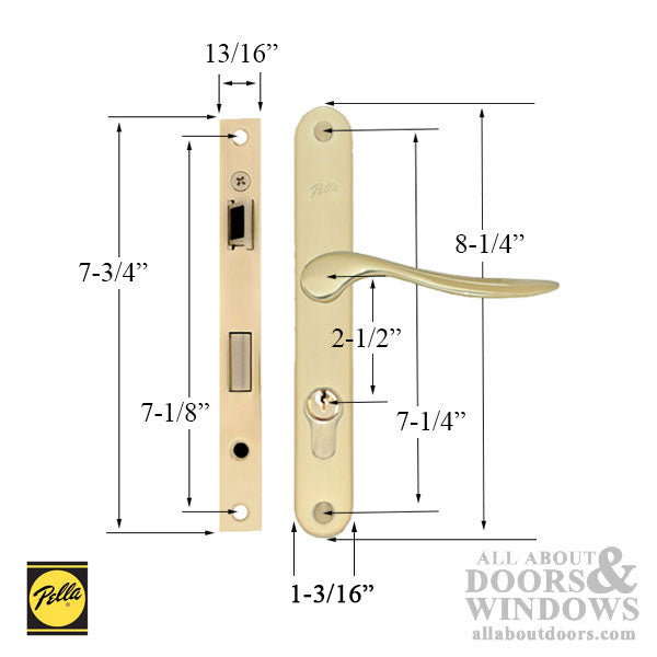 Pella Storm Door hardware with curved handle and  Mortise Lock - Choose Color - Pella Storm Door hardware with curved handle and  Mortise Lock - Choose Color