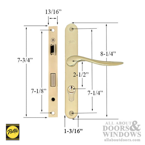 Pella Storm Door hardware with curved handle and  Mortise Lock - Choose Color - Pella Storm Door hardware with curved handle and  Mortise Lock - Choose Color