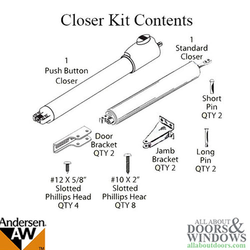 Andersen / Emco 2 pack Push Button Storm / Screen Door Closer Kit - Choose Color - Andersen / Emco 2 pack Push Button Storm / Screen Door Closer Kit - Choose Color