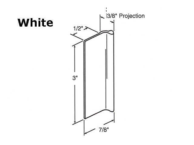 Pull, Mirror door   3 x 7/8 Inch - White - Pull, Mirror door   3 x 7/8 Inch - White