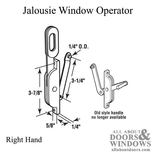 New Style Jalousie or Louver Window Operator, Lever, 3  Link, Right Hand - Aluminum - New Style Jalousie or Louver Window Operator, Lever, 3  Link, Right Hand - Aluminum