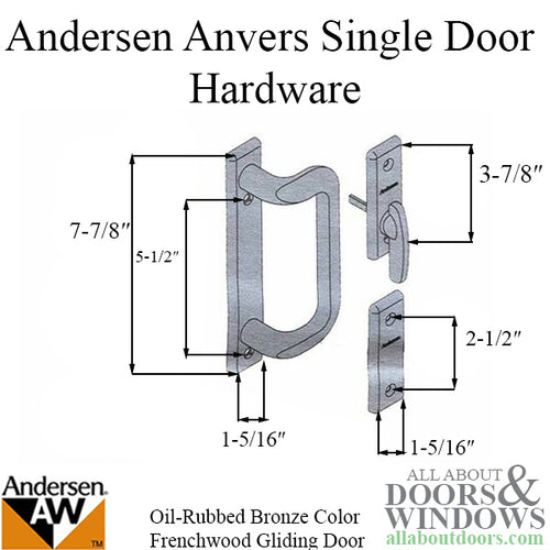 Andersen Frenchwood Gliding Door Trim Hardware, Anvers 2 Panel Interior and Exterior - Oil Rubbed Bronze - Andersen Frenchwood Gliding Door Trim Hardware, Anvers 2 Panel Interior and Exterior - Oil Rubbed Bronze