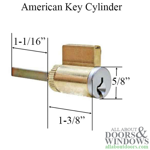 GMS American Key Cylinder with Keys, Kwikset Keyway - Brushed Chrome - GMS American Key Cylinder with Keys, Kwikset Keyway - Brushed Chrome