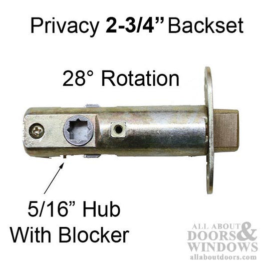 Privacy Spring Latch, 28° rotation  2-3/4 backset - No Faceplate