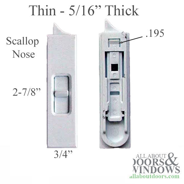 Tilt Latch, Slide in Plastic, 5/16 Thin, Pairs - white - Tilt Latch, Slide in Plastic, 5/16 Thin, Pairs - white