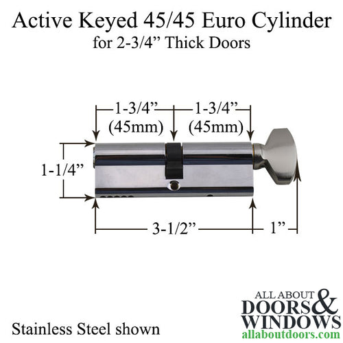 Active Keyed 45 / 45 Euro Cylinder Kit for 2-3/4