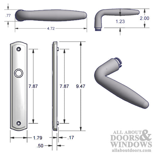 Dummy Handle Set 800C - for Multipoint Locks - Solid Brass - Choose Finish - Dummy Handle Set 800C - for Multipoint Locks - Solid Brass - Choose Finish