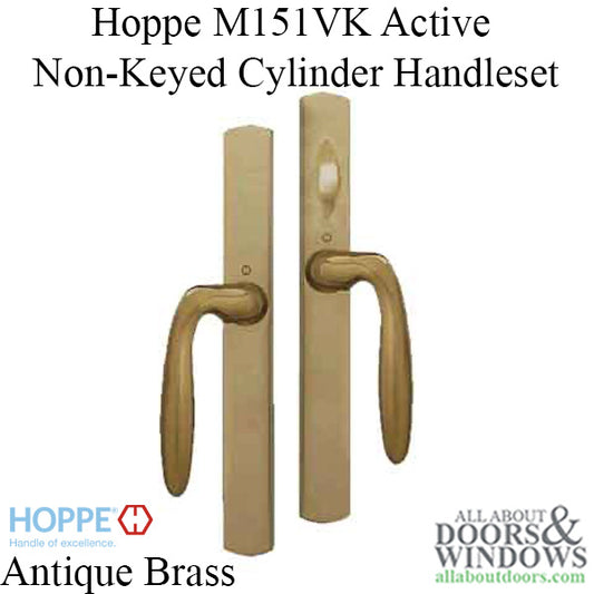 HOPPE HLS 9000 Sliding Door Handle Set with Verona Lever Active Non-Keyed Outside Antique Brass