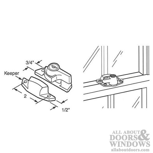 Keyed Sash Lock - White - Keyed Sash Lock - White