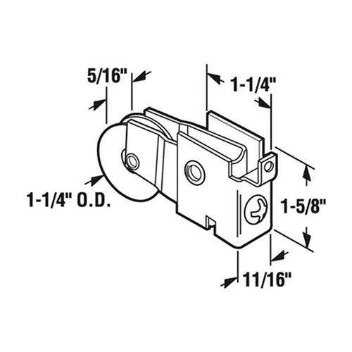 Roller Assembly for Sliding Patio Doors with Adjustable Housing 1.25 Inch Nylon Ball Bearing Wheel Diameter - Roller Assembly for Sliding Patio Doors with Adjustable Housing 1.25 Inch Nylon Ball Bearing Wheel Diameter