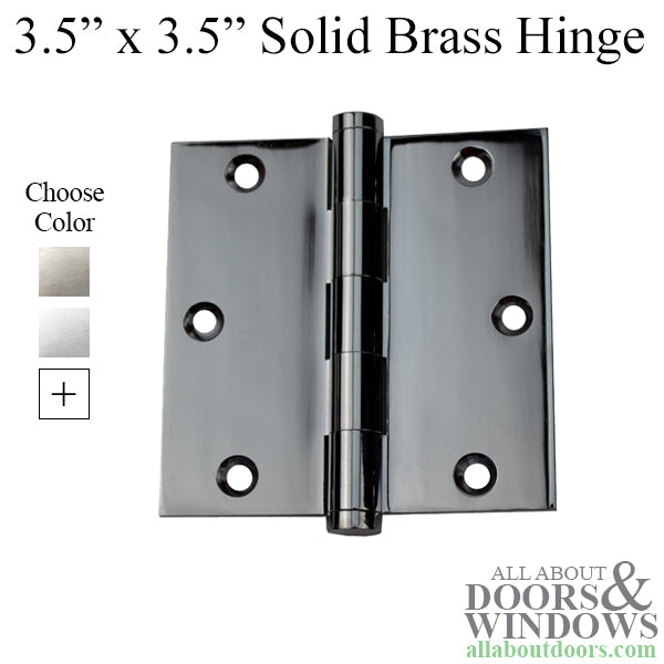 3.5 x 3.5 inch, Square Corners, Solid Brass Hinges, Pair, Polished Chrome - 3.5 x 3.5 inch, Square Corners, Solid Brass Hinges, Pair, Polished Chrome