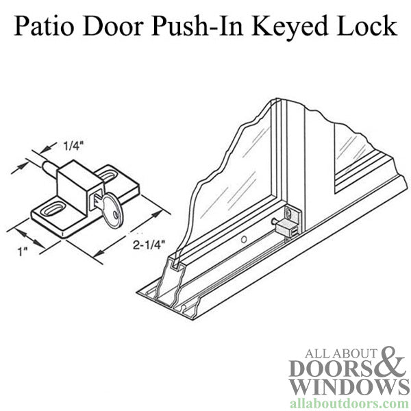Sliding Patio Door Push-In Keyed Lock 1 Inch - Sliding Patio Door Push-In Keyed Lock 1 Inch