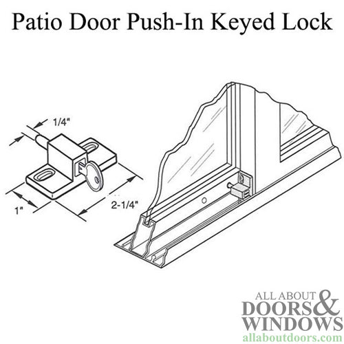 Sliding Patio Door Push-In Keyed Lock 1 Inch - Sliding Patio Door Push-In Keyed Lock 1 Inch