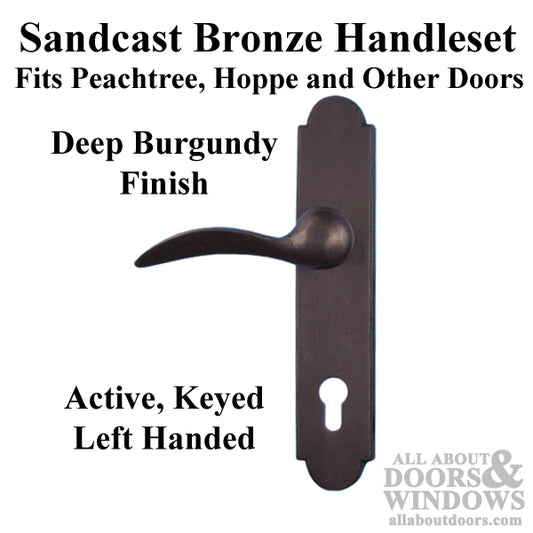 Durango Handle Set for Keyed Hoppe / Peachtree / Weathershield Door, Left - Deep Burgundy