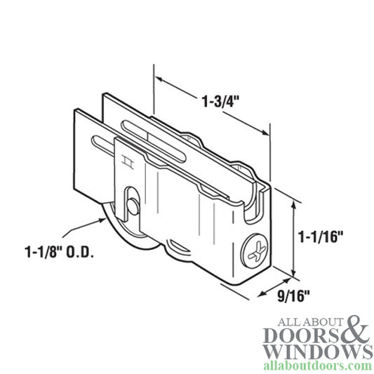 1-1/8 Steel Wheel, Roller Assembly