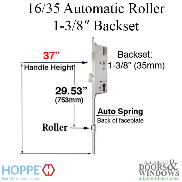 16mm Automatic 2 Roller Gear, 35/92, Roller at 29.53 Inch, 37 Inch Handle Height - 16mm Automatic 2 Roller Gear, 35/92, Roller at 29.53 Inch, 37 Inch Handle Height