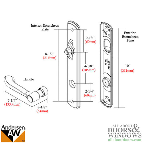 Andersen Albany Style Door Handles Hinged Door Hardware Set Double Active Black - Andersen Albany Style Door Handles Hinged Door Hardware Set Double Active Black