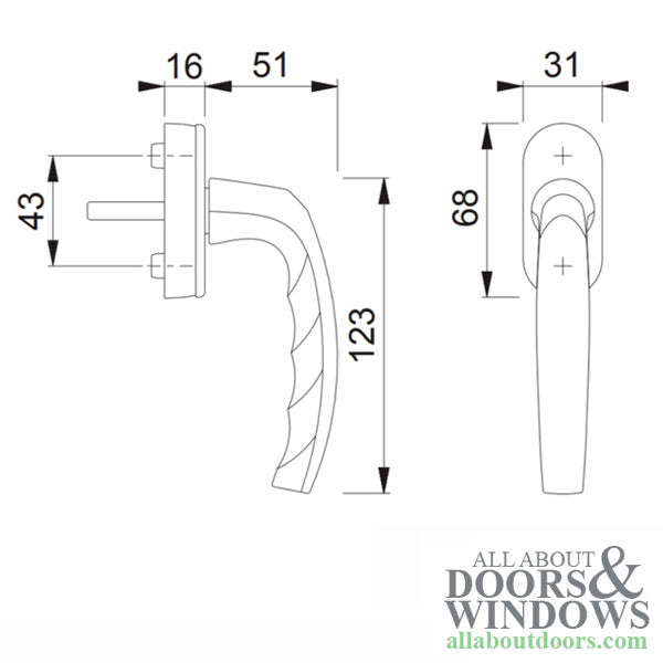 Hoppe Atlanta Patio Balcony Handle with Cylinder Escutcheon - Choose Color - Hoppe Atlanta Patio Balcony Handle with Cylinder Escutcheon - Choose Color