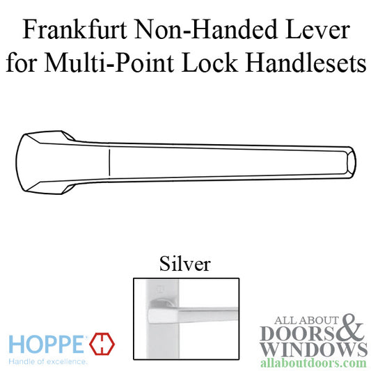 Frankfurt Non-Handed Lever Handle for Multipoint Lock Handlesets - Silver