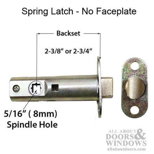 Privacy Spring Latch, 28° rotation  2-3/8 backset - No Faceplate - Privacy Spring Latch, 28° rotation  2-3/8 backset - No Faceplate