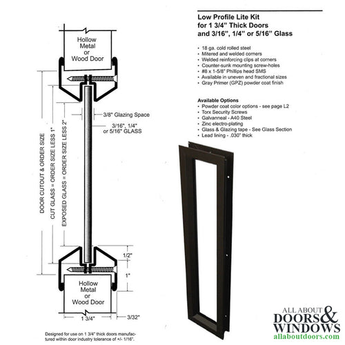 Commercial Door Lite Steel Frame Low Profile 6 Inch x 27 Inch - Commercial Door Lite Steel Frame Low Profile 6 Inch x 27 Inch