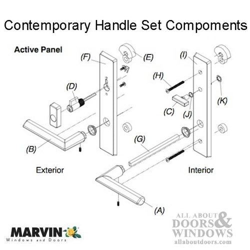 Marvin Contemporary Handle, Active Ultimate Hinged French Door- PVD Oil Rubbed Bronze - Marvin Contemporary Handle, Active Ultimate Hinged French Door- PVD Oil Rubbed Bronze