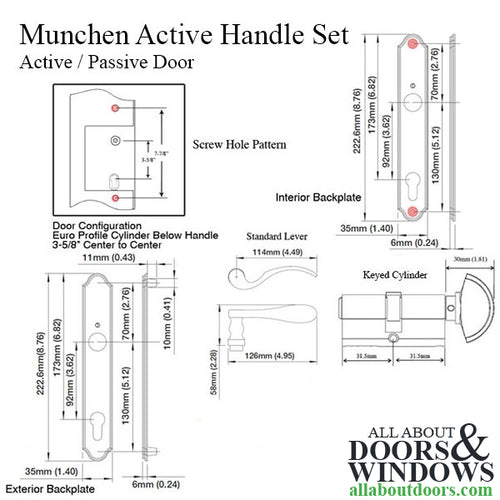 Munchen Active Handle set M112PL/374N - 360 HTL - PB - Munchen Active Handle set M112PL/374N - 360 HTL - PB