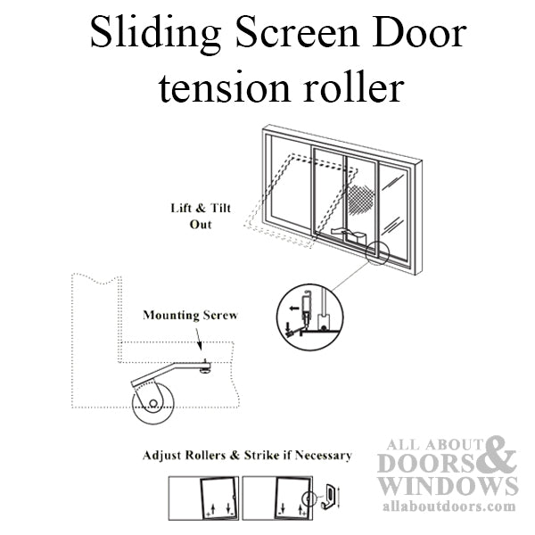 Spring Tension Roller Assembly with 1 Inch Nylon Wheel for Academy Sliding Screen Door - Spring Tension Roller Assembly with 1 Inch Nylon Wheel for Academy Sliding Screen Door