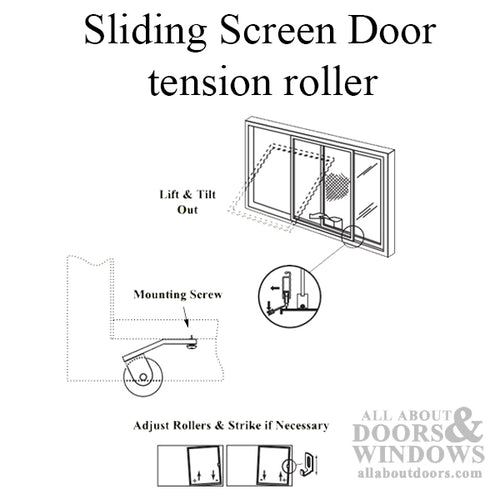 Spring Tension Roller Assembly with 1 Inch Nylon Wheel for Academy Sliding Screen Door - Spring Tension Roller Assembly with 1 Inch Nylon Wheel for Academy Sliding Screen Door