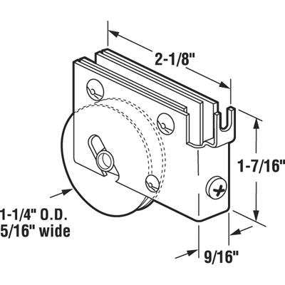 Sliding Door Roller With Adjustable Steel housing 1.25 Inch Nylon Wheel C Tab Housing - Sliding Door Roller With Adjustable Steel housing 1.25 Inch Nylon Wheel C Tab Housing