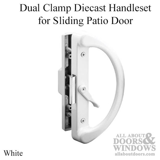 Handle Set - Sliding Patio Door, Diecast - Dual Claps - White