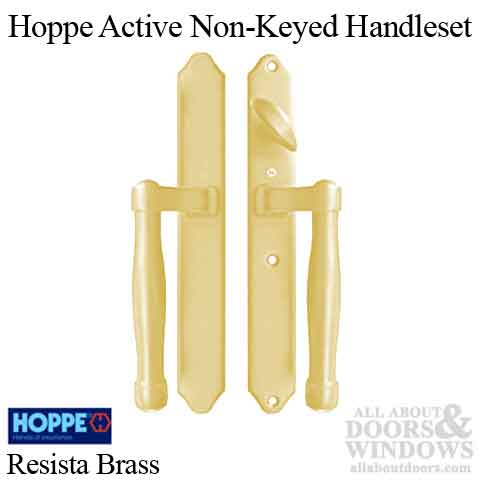 HOPPE HLS 9000 Sliding Door Handle Set Active Non-Keyed Resista Brass