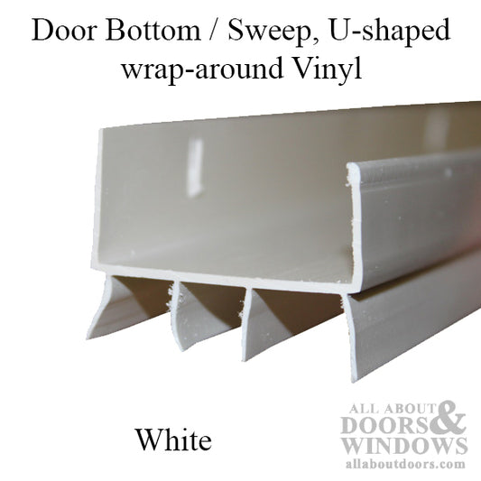 Door Bottom / Sweep, U-shaped wrap-around Vinyl -  White