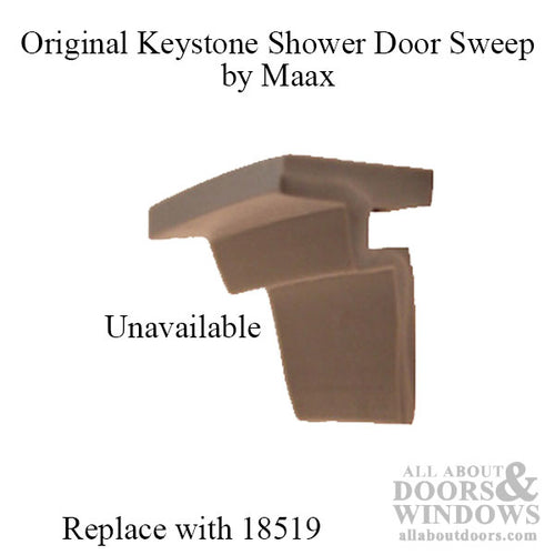 Replacement Shower Door Bottom Vinyl Seal Sweep, Keystone by Maax - Light Grey - Replacement Shower Door Bottom Vinyl Seal Sweep, Keystone by Maax - Light Grey