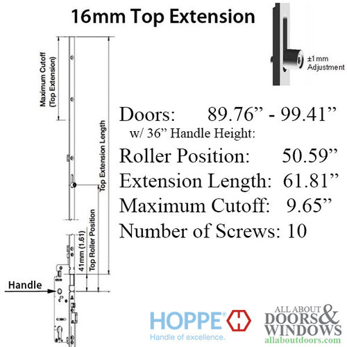 16mm Manual Top Extension, Roller @ 50.59