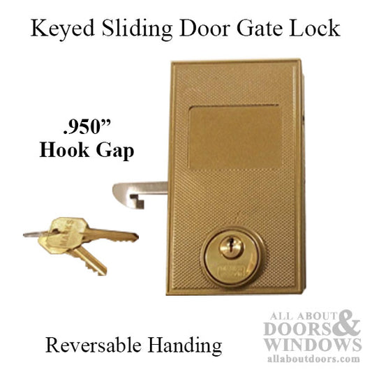 Marks Keyed Sliding Door Gate Lock, .950 Hook