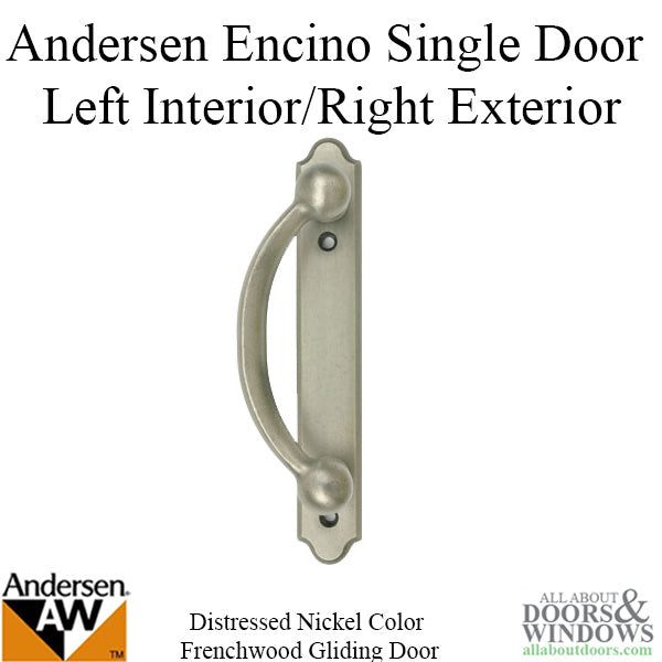 Andersen Frenchwood Gliding Doors - Handle - Encino - Left Interior/Right Exterior - Distressed Nickel - Andersen Frenchwood Gliding Doors - Handle - Encino - Left Interior/Right Exterior - Distressed Nickel