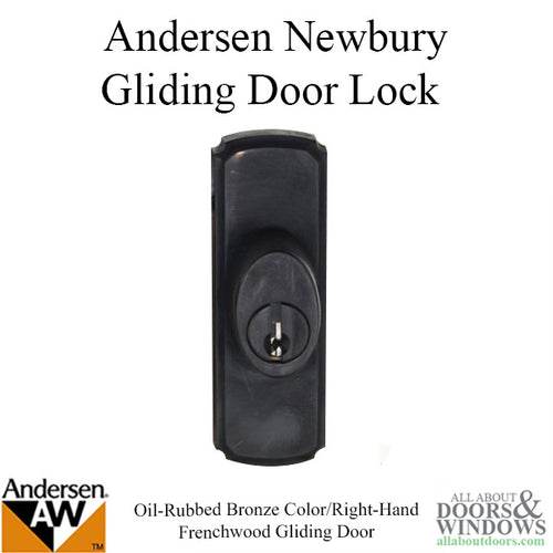 Andersen Frenchwood Gliding Door Hardware, Newbury/Lock Assembly w/keys - Oil Rubbed Bronze - RH - Andersen Frenchwood Gliding Door Hardware, Newbury/Lock Assembly w/keys - Oil Rubbed Bronze - RH