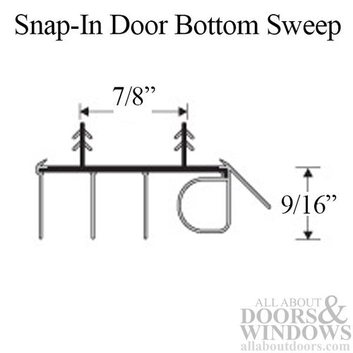 Door Bottom Sweep, Snap-In, 2 Barbs at 7/8