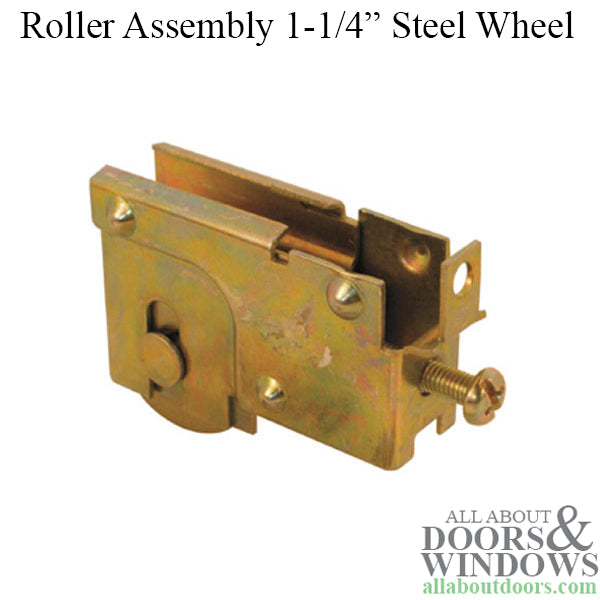 Sliding Door Roller for Northrop Glass Doors 1.25 Inch Single Steel Wheel Roller with Adjustable F Tab Housing - Sliding Door Roller for Northrop Glass Doors 1.25 Inch Single Steel Wheel Roller with Adjustable F Tab Housing