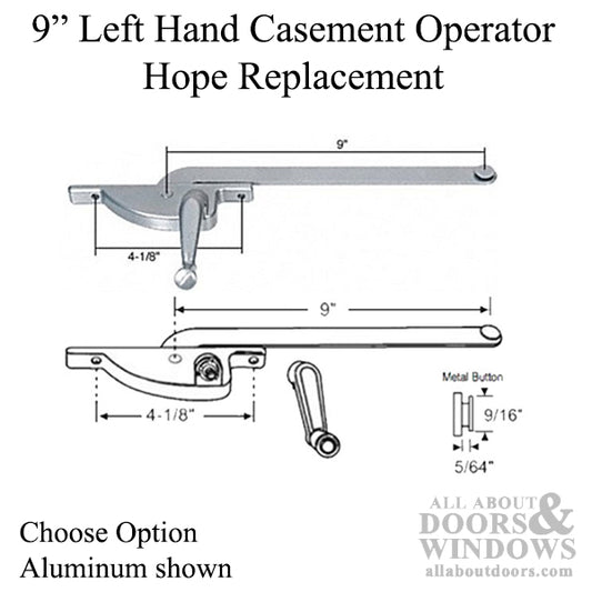 Hope Operator, 9 Arm, 4-1/8 Screws, Left Hand Casement - Choose Color