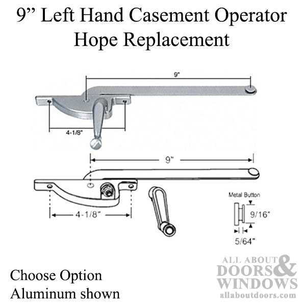 Hope Operator, 9 Arm, 4-1/8 Screws, Left Hand Casement - Choose Color - Hope Operator, 9 Arm, 4-1/8 Screws, Left Hand Casement - Choose Color