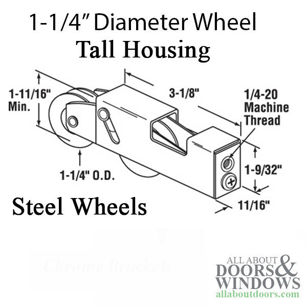 Sliding Patio Door Roller 1.25 Inch Steel Wheel Open Top Steel Housing - Sliding Patio Door Roller 1.25 Inch Steel Wheel Open Top Steel Housing