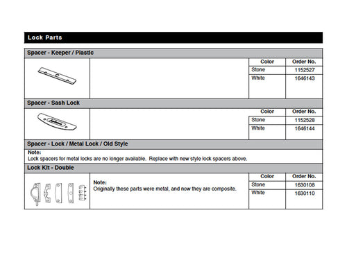 Shim / Spacer,  5/8 x 3-1/2  Sash Lock keeper - white - Shim / Spacer,  5/8 x 3-1/2  Sash Lock keeper - white