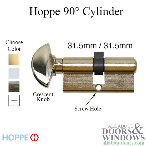 31.5/31.5  HOPPE Non Logo 90° Keyed Profile Cylinder Lock, Solid Brass - 31.5/31.5  HOPPE Non Logo 90° Keyed Profile Cylinder Lock, Solid Brass