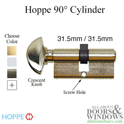 31.5/31.5  HOPPE Non Logo 90° Keyed Profile Cylinder Lock, Solid Brass - 31.5/31.5  HOPPE Non Logo 90° Keyed Profile Cylinder Lock, Solid Brass